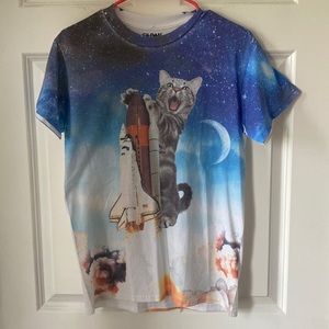 Cat with Space Ship T-Shirt
